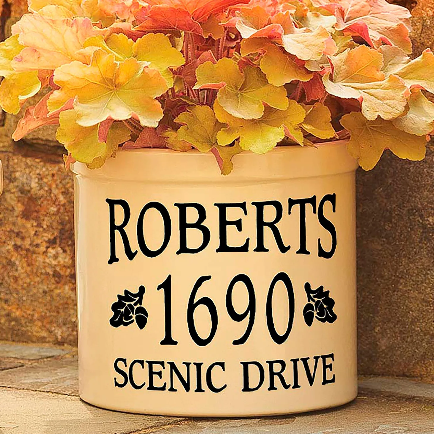 Planters & Plant Stands | Address Signs & Wall Plaques>Plow & Hearth Acorn-Styled Personalized Crock