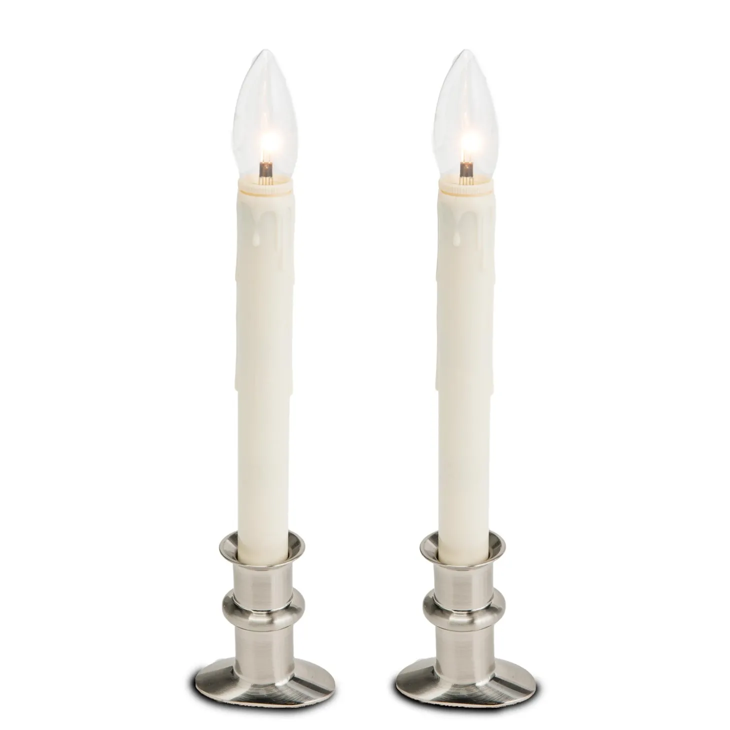 Candles & Lanterns>Plow & Hearth Adjustable Window Hugger Candles, Set of 2 Pewter