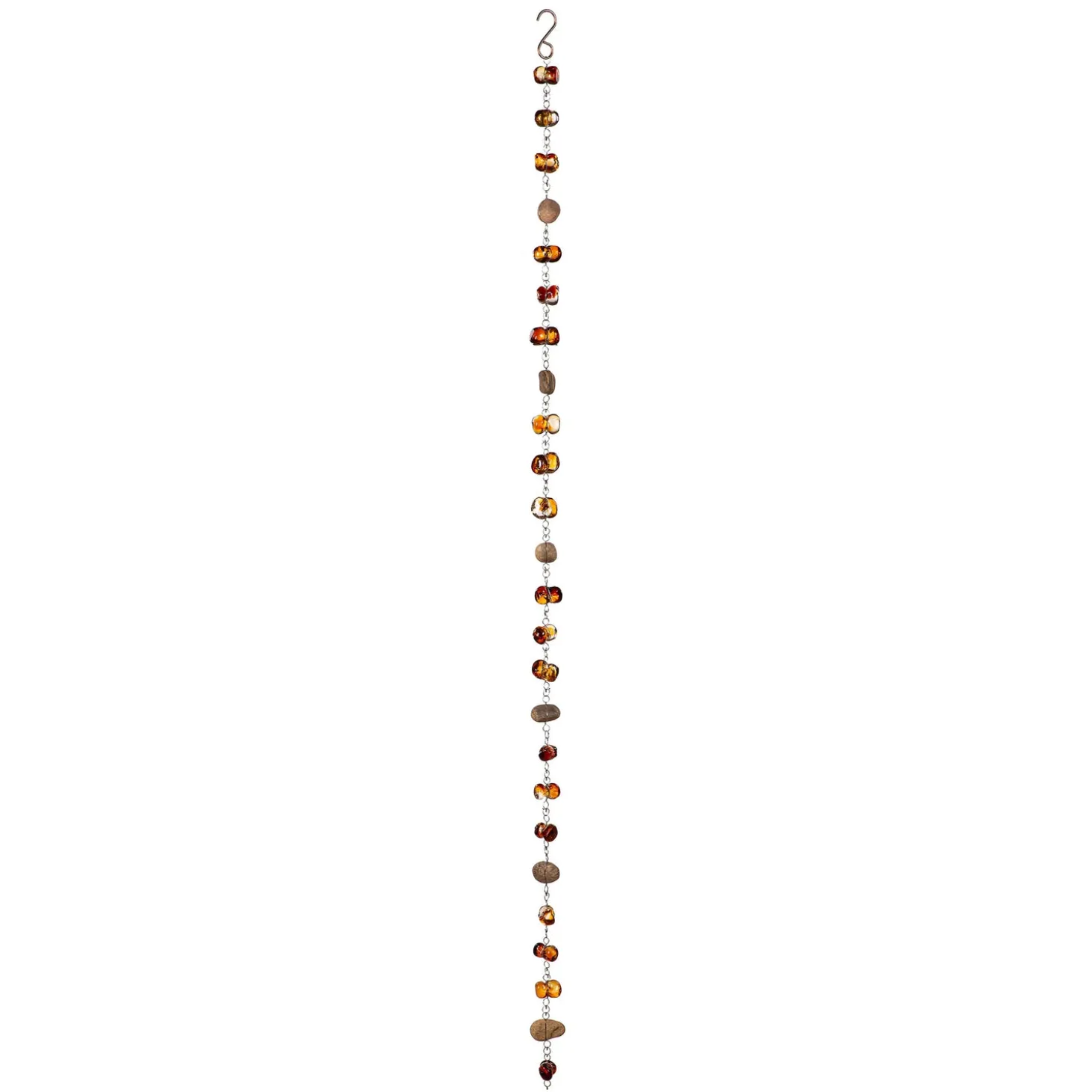 Wind Chimes & Mobiles>Plow & Hearth Amber Metal and Glass Rain Chain, 70"H