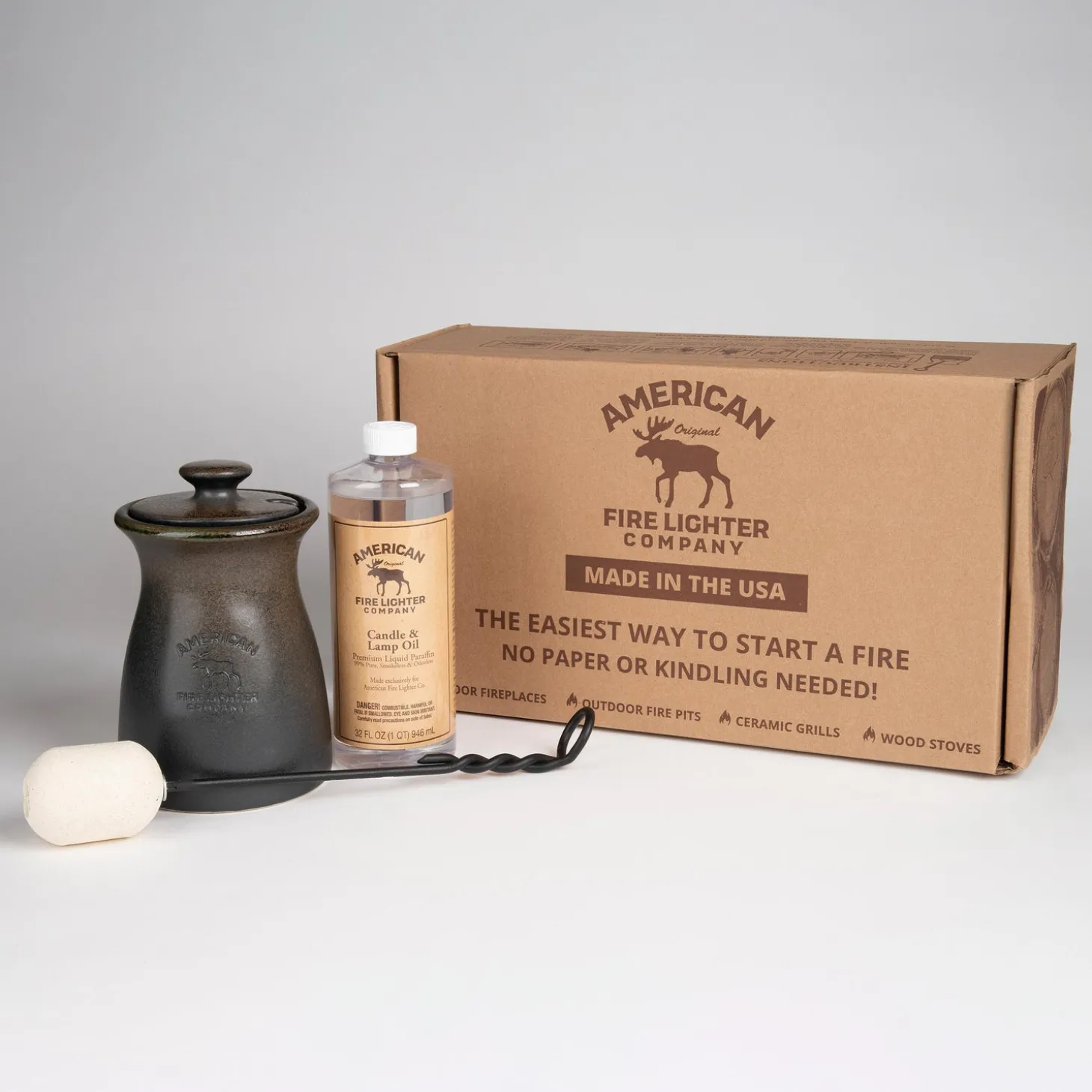 Fire Starters & Fatwood>Plow & Hearth American Fire Lighter Kit With Clean-Burning Lamp Oil