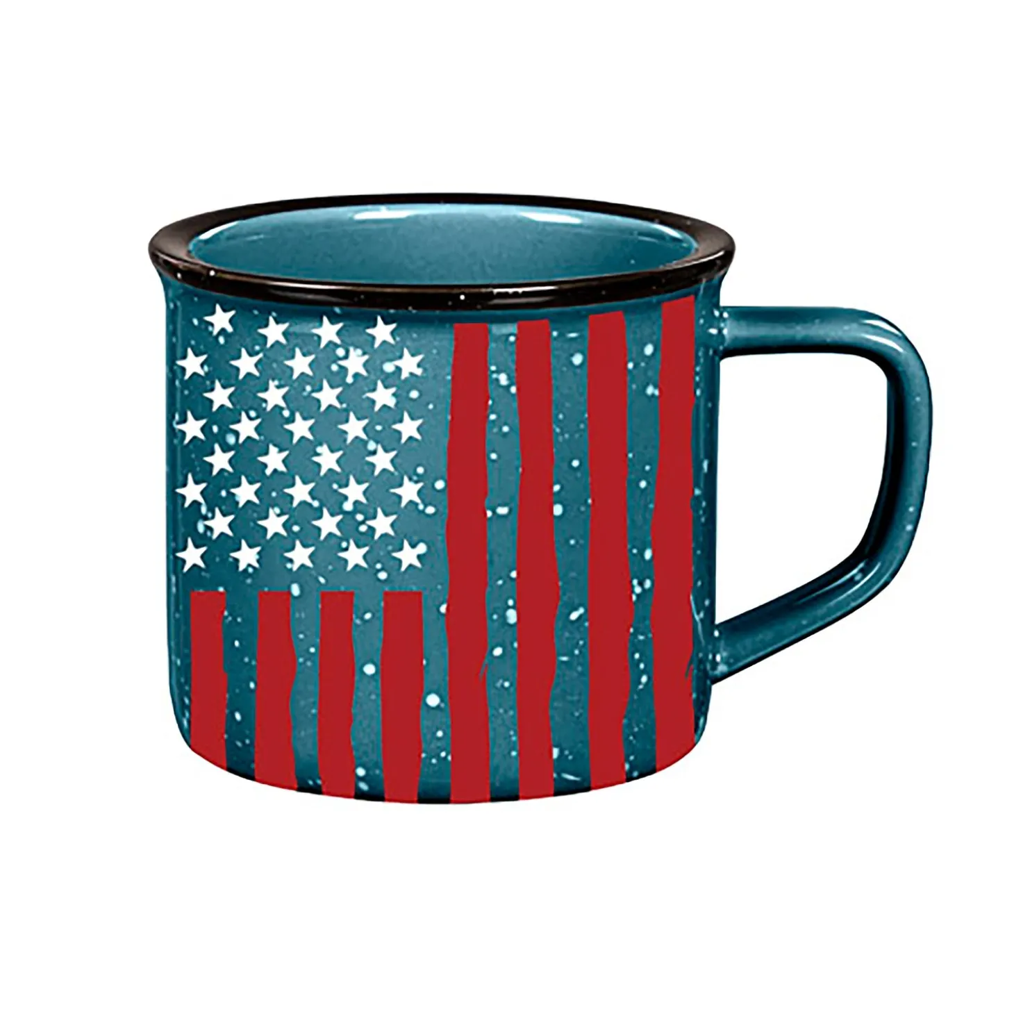 Coffee & Tea Cups>Plow & Hearth American Flag Ceramic Cozy Cup, 15oz, Gift Box