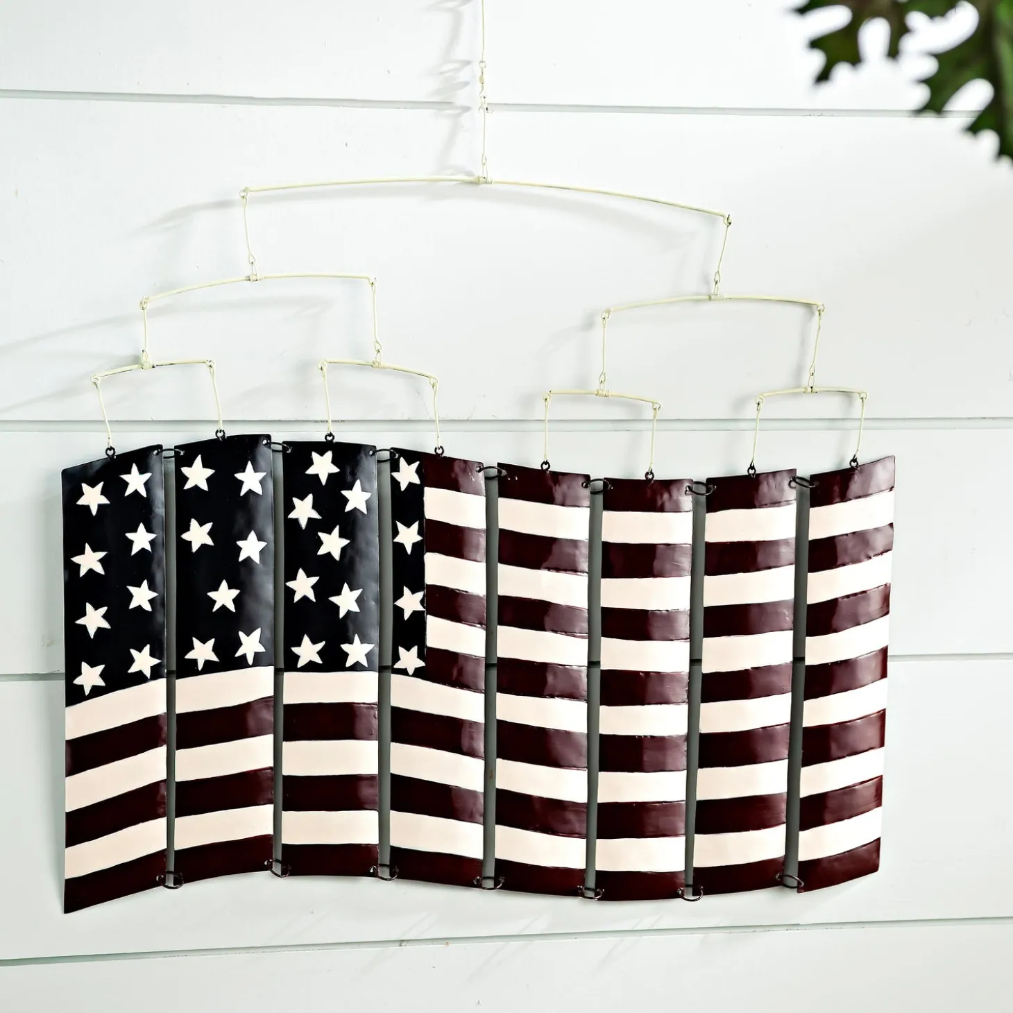 Outdoor Wall Art | Wind Chimes & Mobiles>Plow & Hearth American Flag Metal Mobile