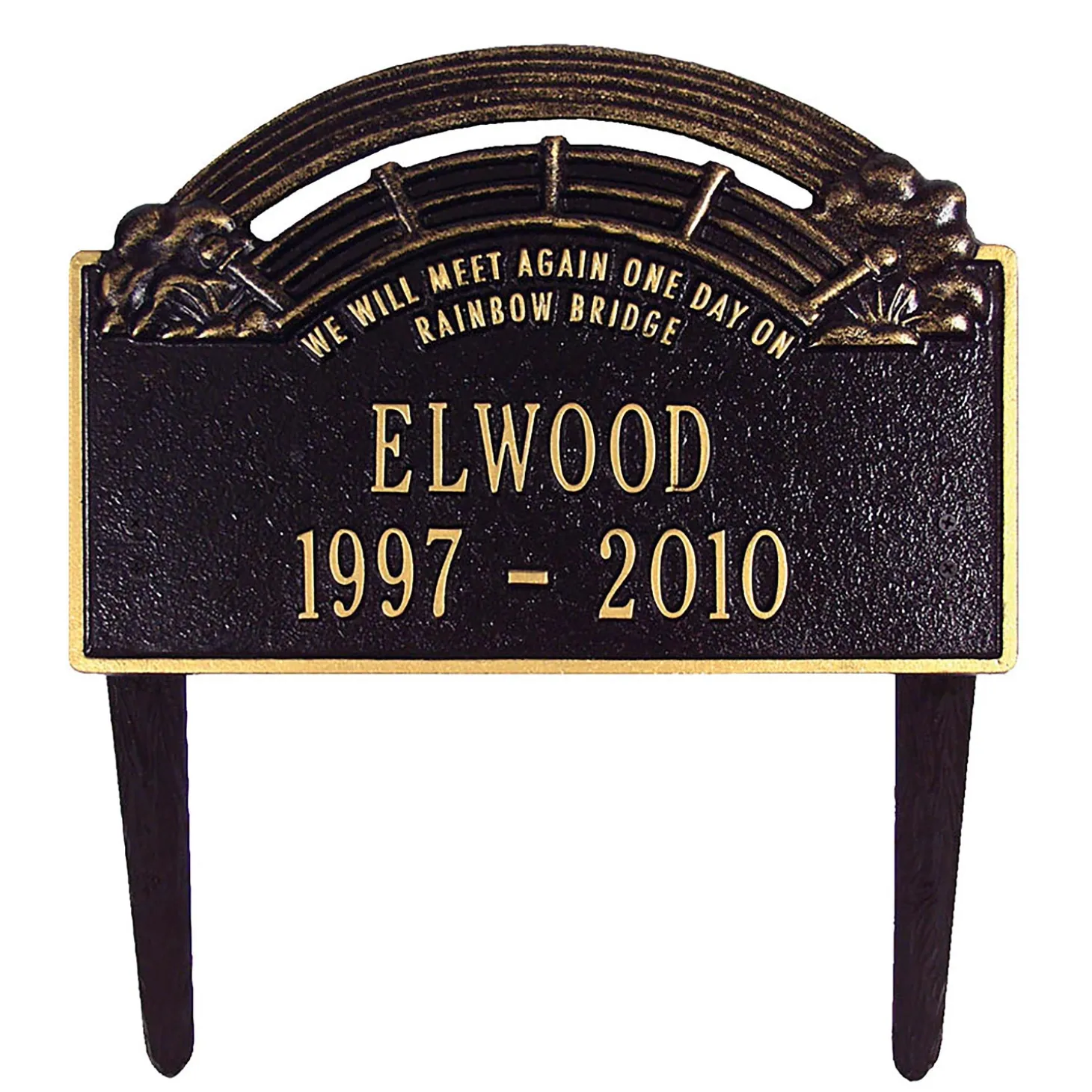 Garden Stakes | Memorial & Garden Plaques>Plow & Hearth American-Made Personalized Rainbow Bridge Pet Memorial Lawn Plaque