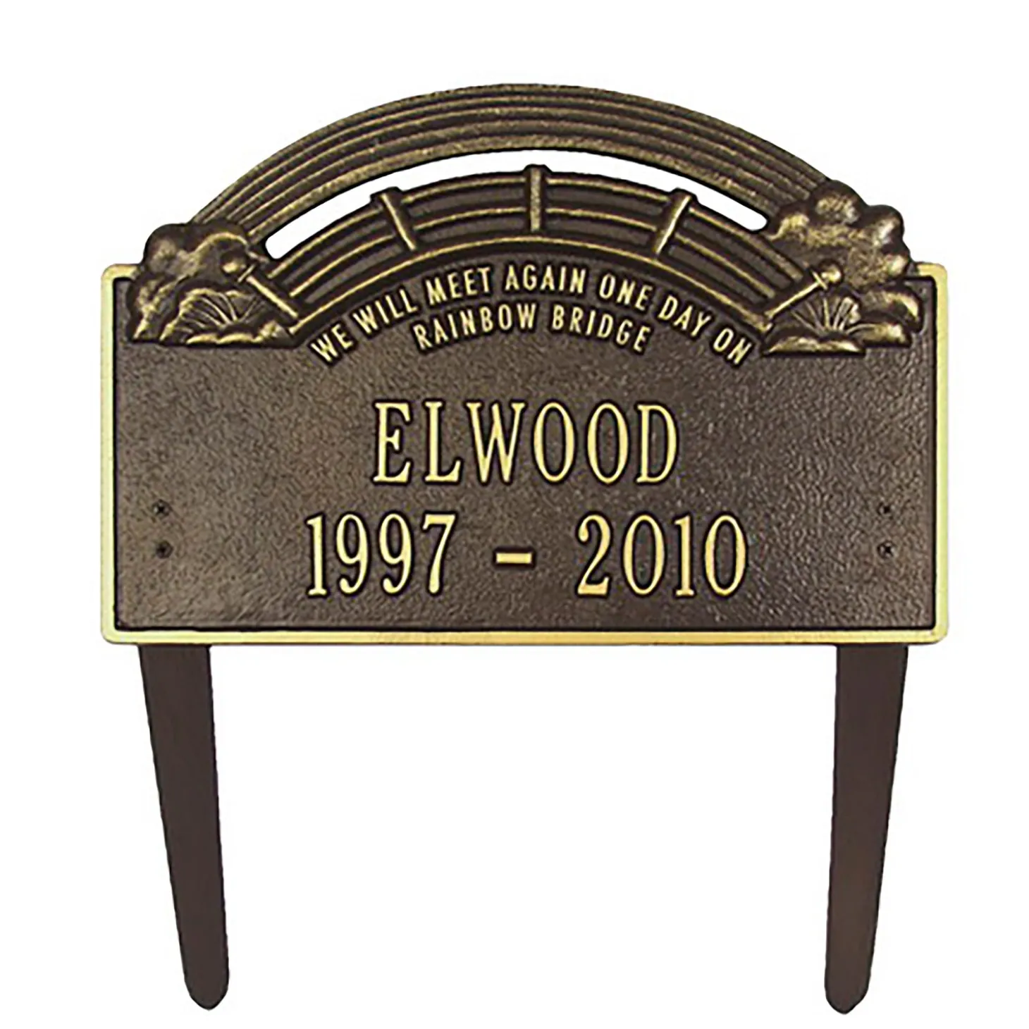 Garden Stakes | Memorial & Garden Plaques>Plow & Hearth American-Made Personalized Rainbow Bridge Pet Memorial Lawn Plaque