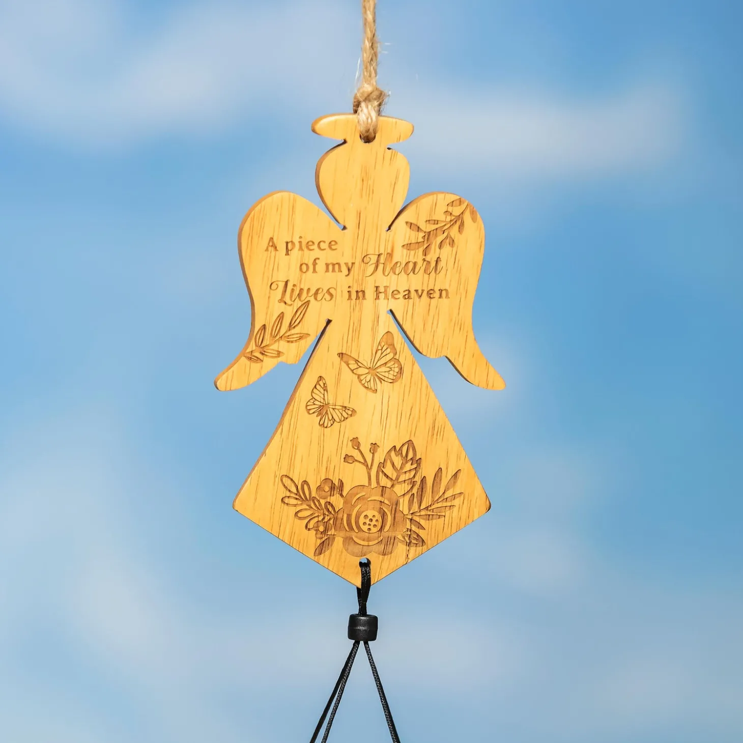 Wind Chimes & Mobiles | Memorial & Garden Plaques>Plow & Hearth Angel Memorial Bamboo Wind Chime, 37" H