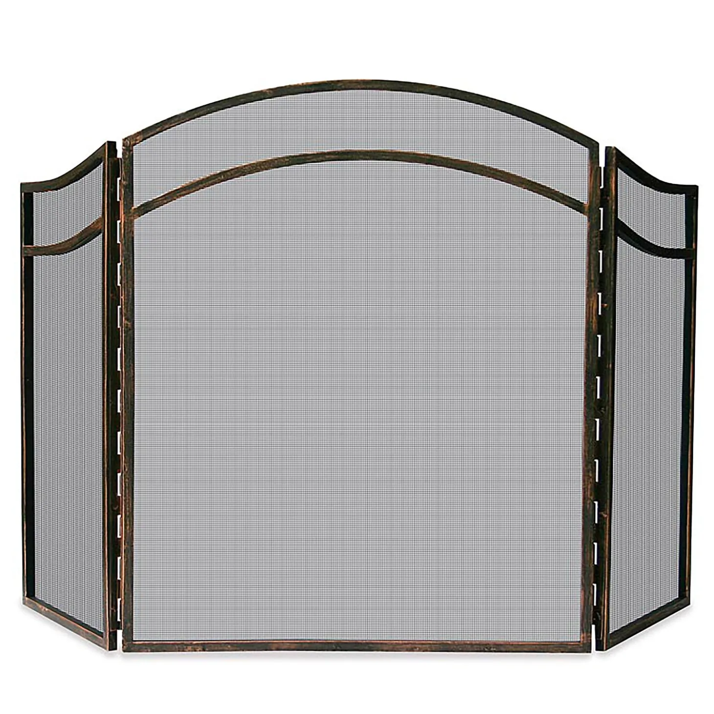 Tri-Panel Fireplace Screens>Plow & Hearth Antique Wrought Iron Tri-Folding Fireplace Screen With Arch Rust