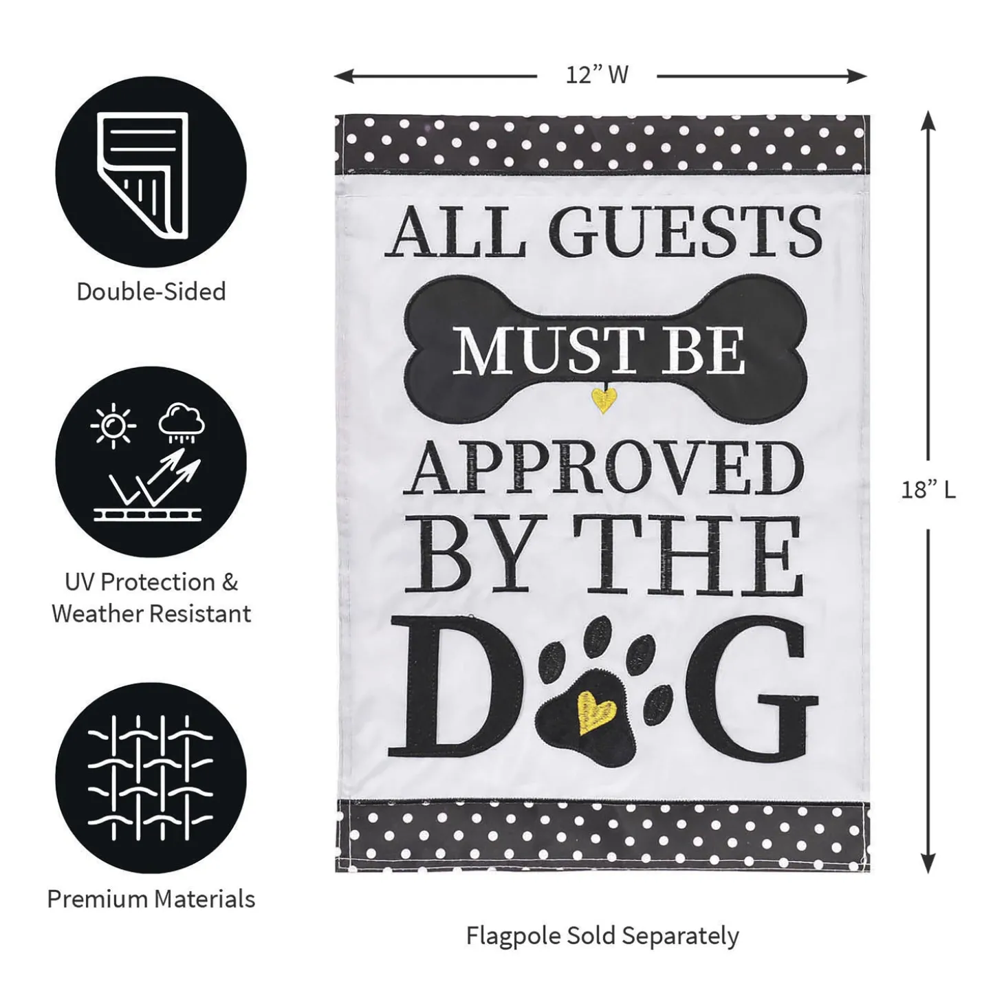 Garden Flags>Plow & Hearth Approved by the Dog Applique Garden Flag