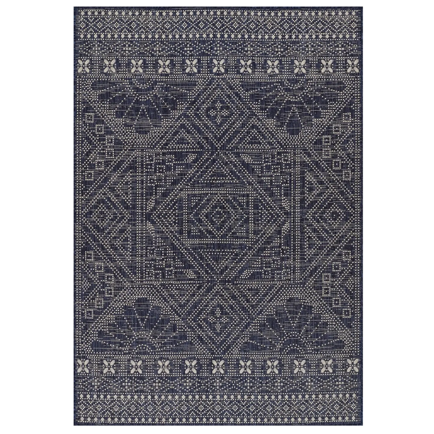 Area Rugs>Plow & Hearth Arabella Patch Polypropylene Rug, 5'3" x 7' Navy