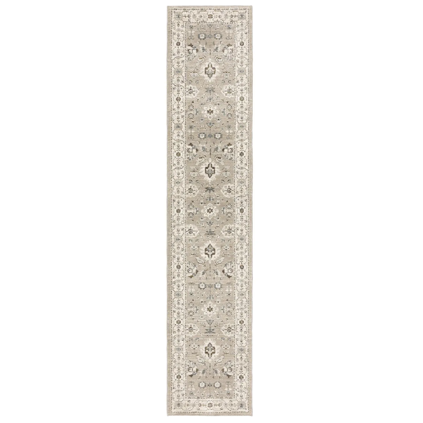 Area Rugs>Plow & Hearth Ashland Daybreak Synthetic Blend Indoor Border Rug, 1'10" x3'2" Beige