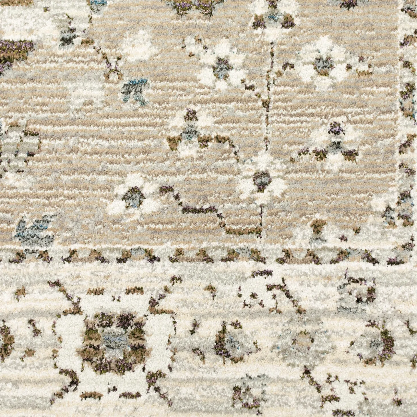 Area Rugs>Plow & Hearth Ashland Daybreak Synthetic Blend Indoor Border Rug, 1'10" x3'2" Beige