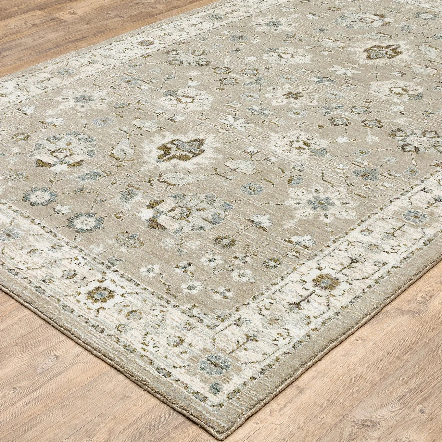 Area Rugs>Plow & Hearth Ashland Daybreak Synthetic Blend Indoor Border Runner, 2'3" x 8' Beige