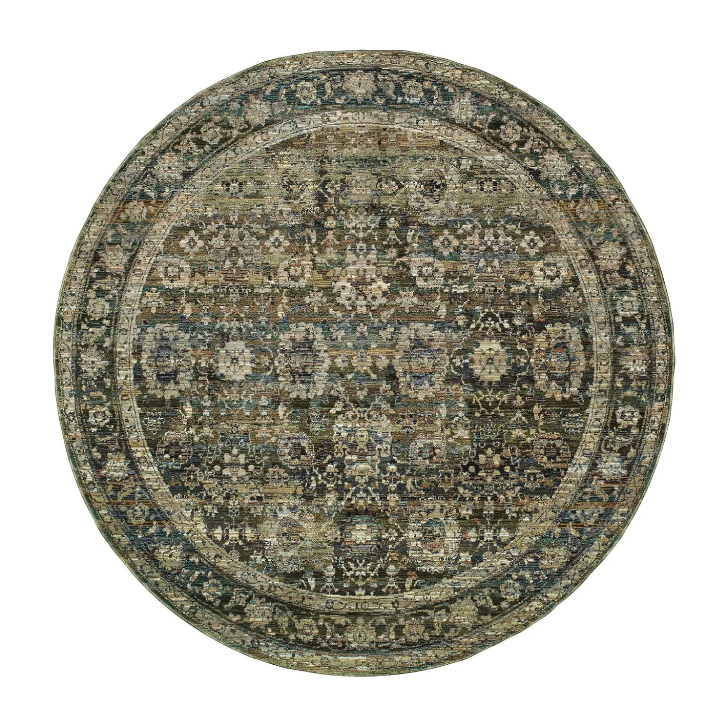 Area Rugs>Plow & Hearth Ashland Evening Synthetic Blend Indoor Border Rug, 5'3" x 7'3" Green
