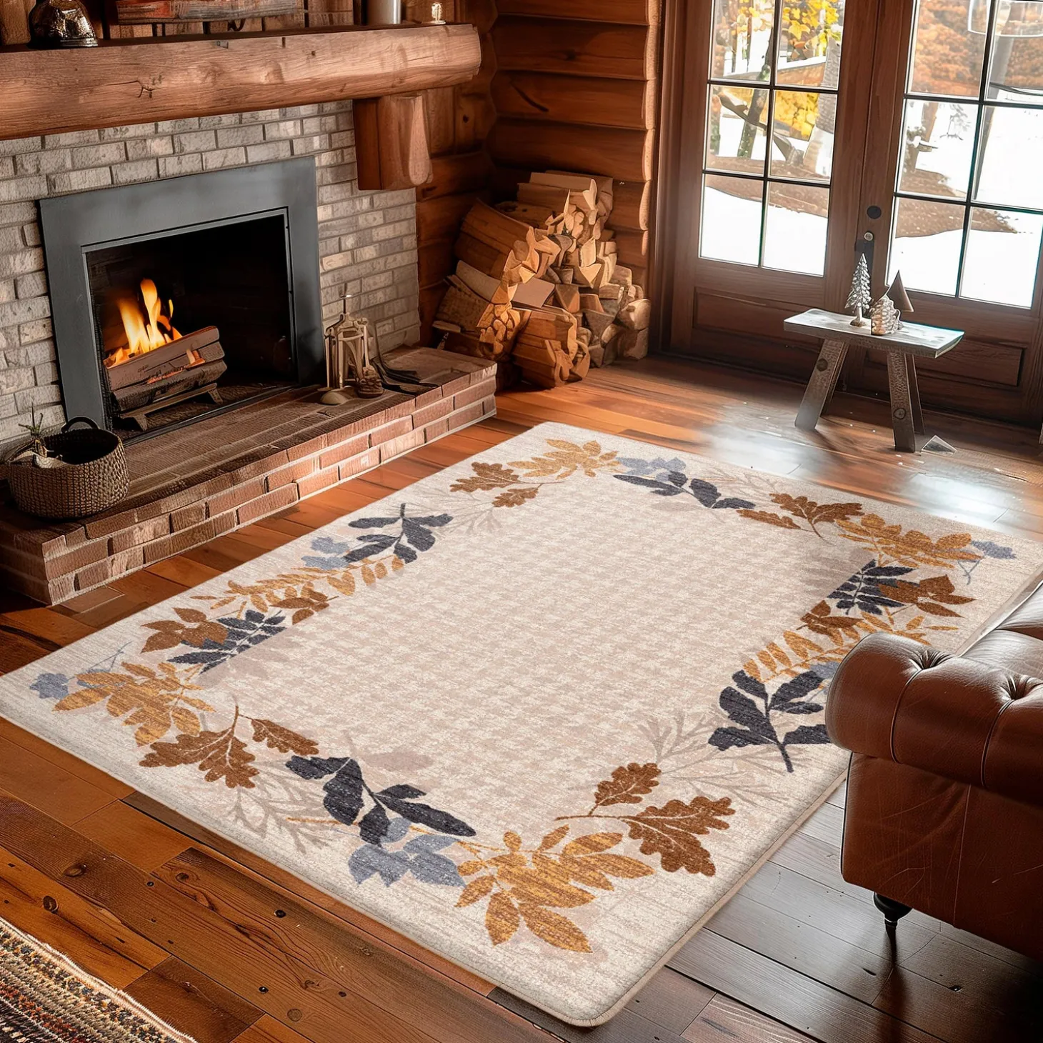 Area Rugs>Plow & Hearth Autumn Bough EnduraStran Rug, 4' x 5' Taupe