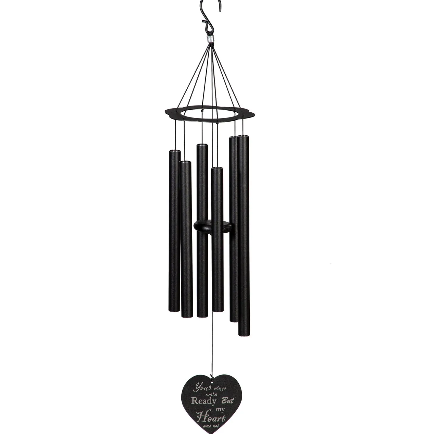 Wind Chimes & Mobiles | Memorial & Garden Plaques>Plow & Hearth Avria Hand Tuned Chime, "Your Wings were Ready", 30"