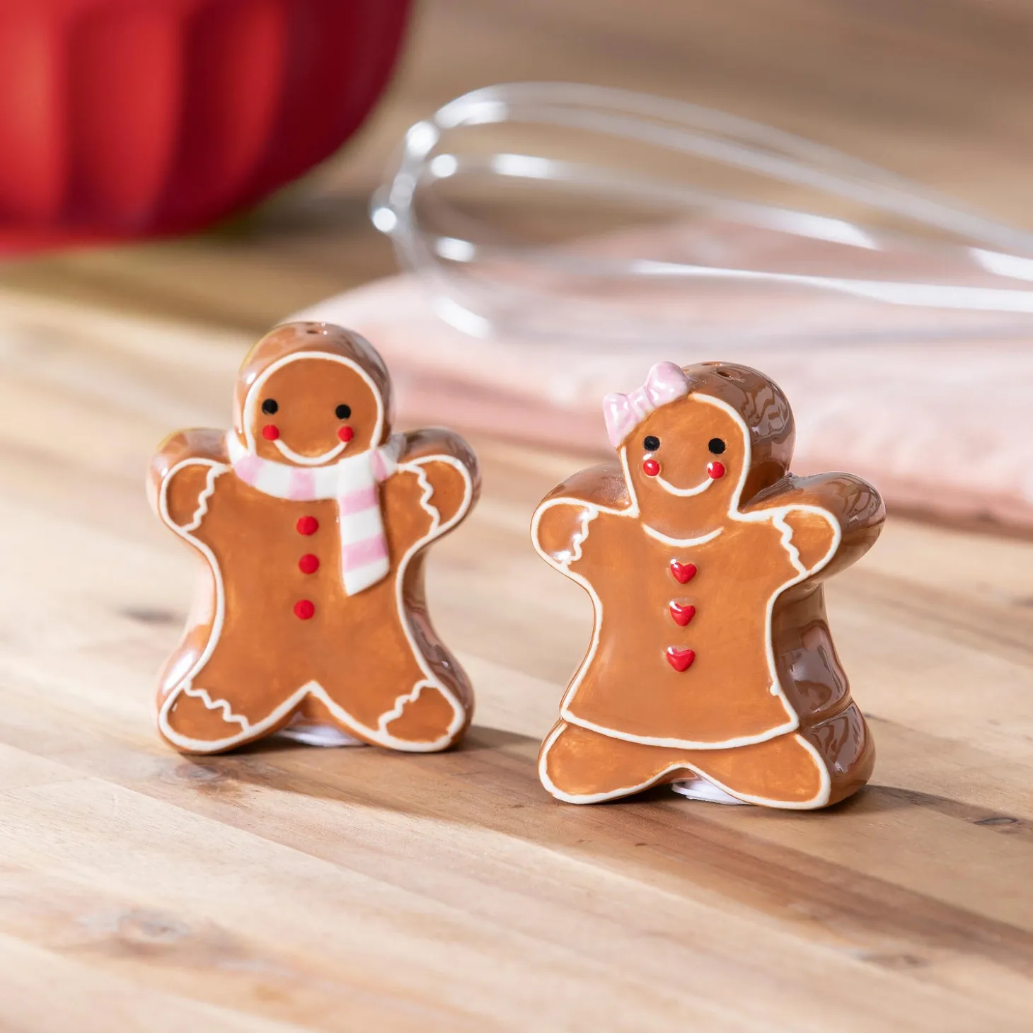 Salt & Pepper Shakers>Plow & Hearth Baking Spirits Bright Salt and Pepper Shaker Ceramic Gingerbread, Set