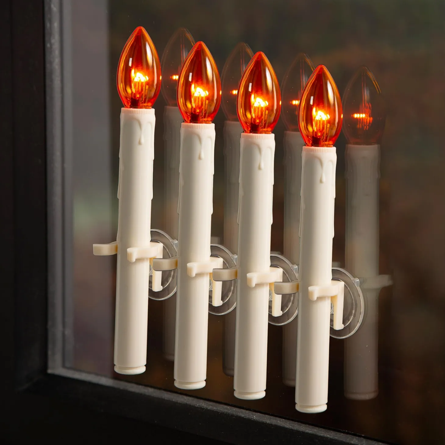 Candles & Lanterns | Lighted Accents>Plow & Hearth Battery-Operated Halloween Suction Cup Candles, Set of 4