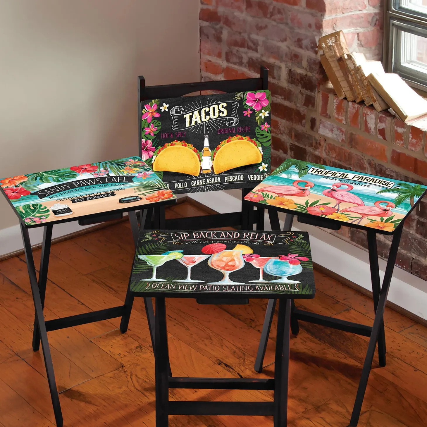 Accent Tables>Plow & Hearth Beach Vacation TV Tray Set of 4