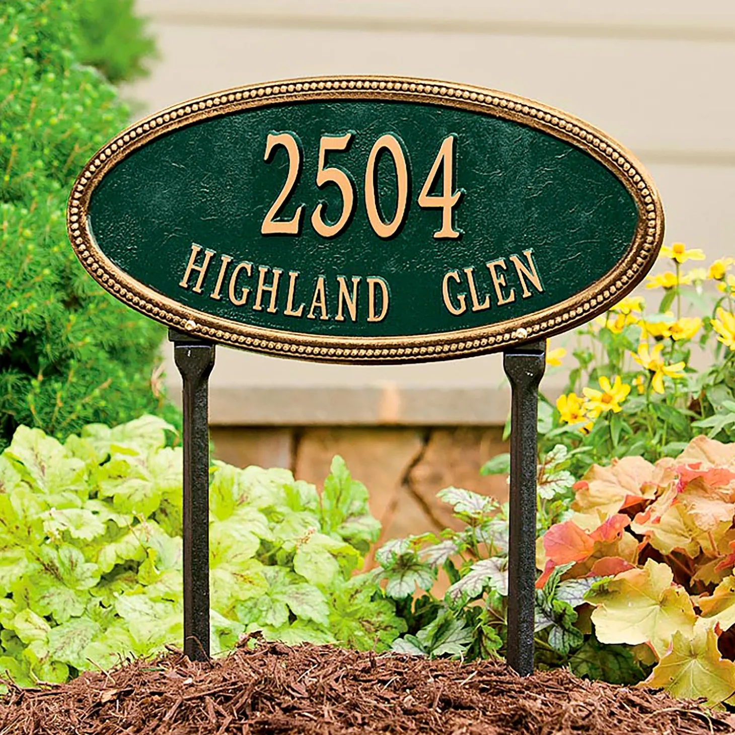 Address Signs & Wall Plaques>Plow & Hearth Beaded Oval Wall Personalized Address Plaque