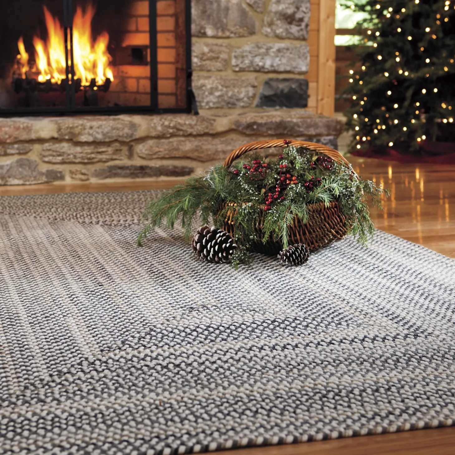 Area Rugs>Plow & Hearth Bear Creek Rectangular Braided Wool Blend Rug, 5' x 8'