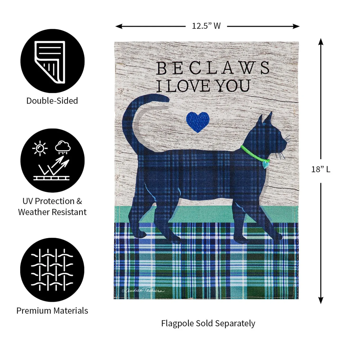 Garden Flags>Plow & Hearth Beclaws I Love You Burlap Garden Flag