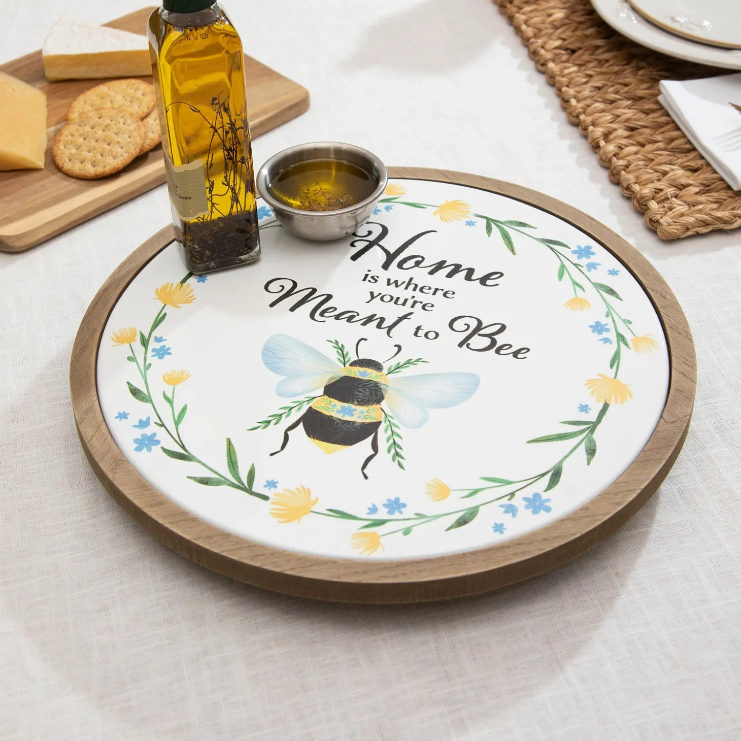 Serveware>Plow & Hearth Bee and Florals Lazy Susan