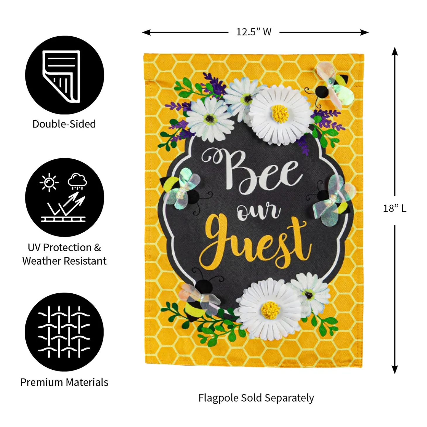 Garden Flags>Plow & Hearth Bee Our Guest Linen Garden Flag