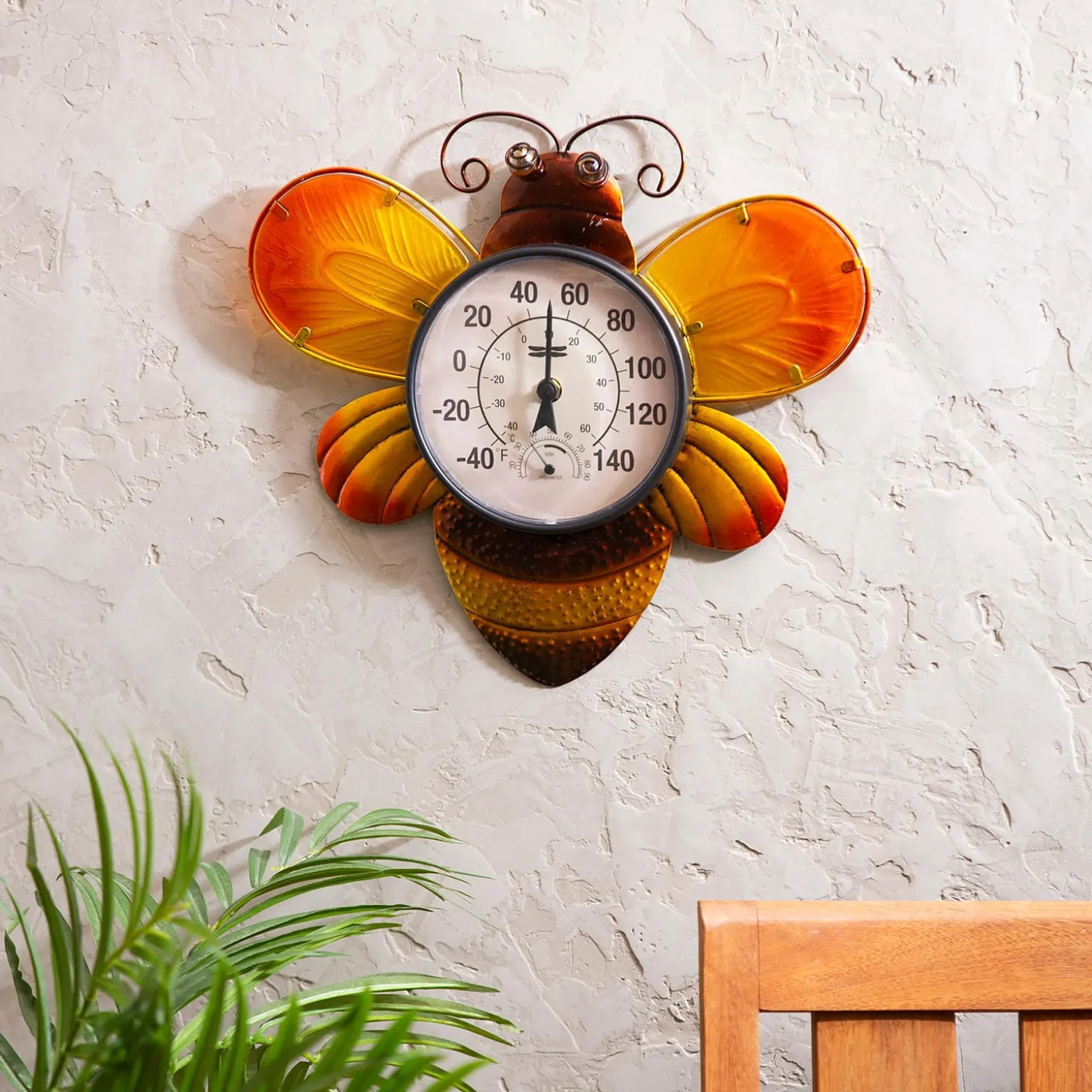 Outdoor Wall Art>Plow & Hearth Bee Outdoor Outdoor Wall Thermometer