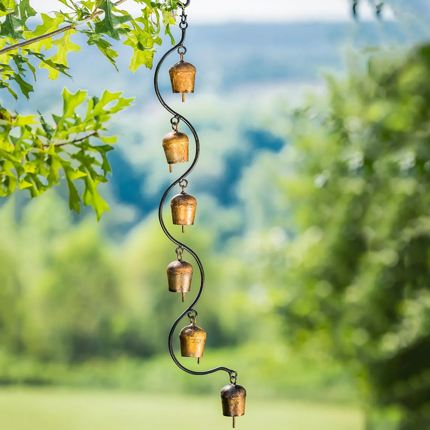 Wind Chimes & Mobiles>Plow & Hearth 6 Bell Metal Hanging Garland