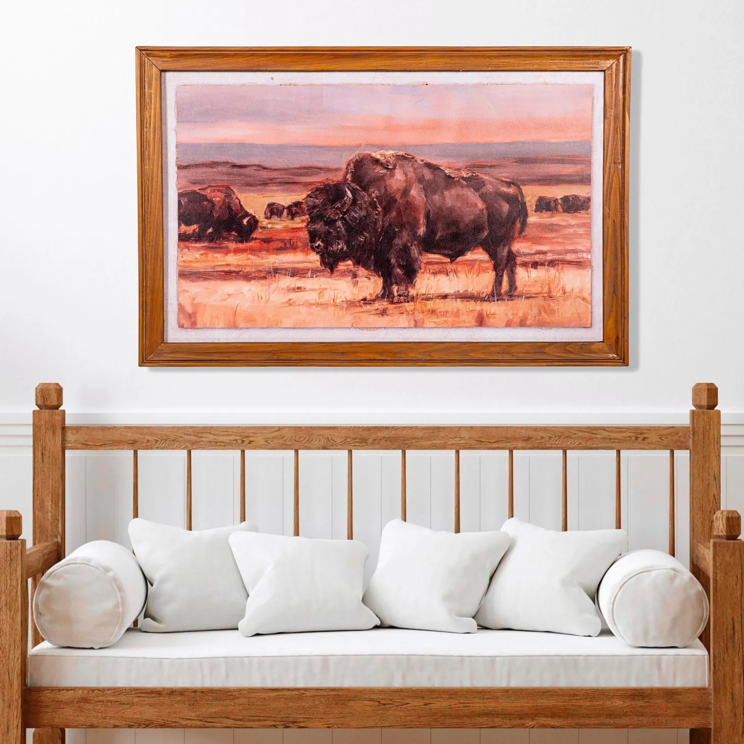 Wall Art>Plow & Hearth Bison Wooden Wall Décor, 23.5"H x 36"L