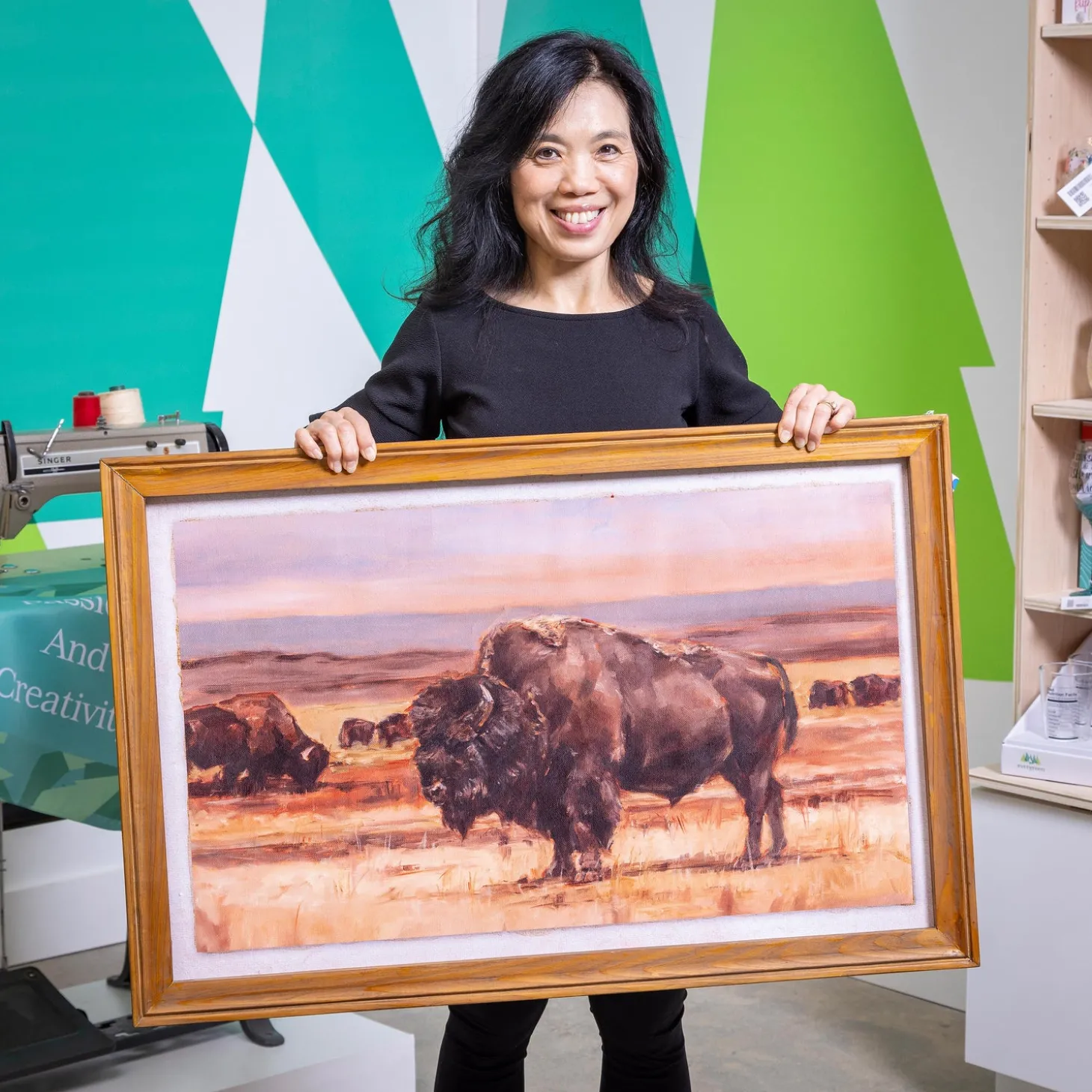 Wall Art>Plow & Hearth Bison Wooden Wall Décor, 23.5"H x 36"L
