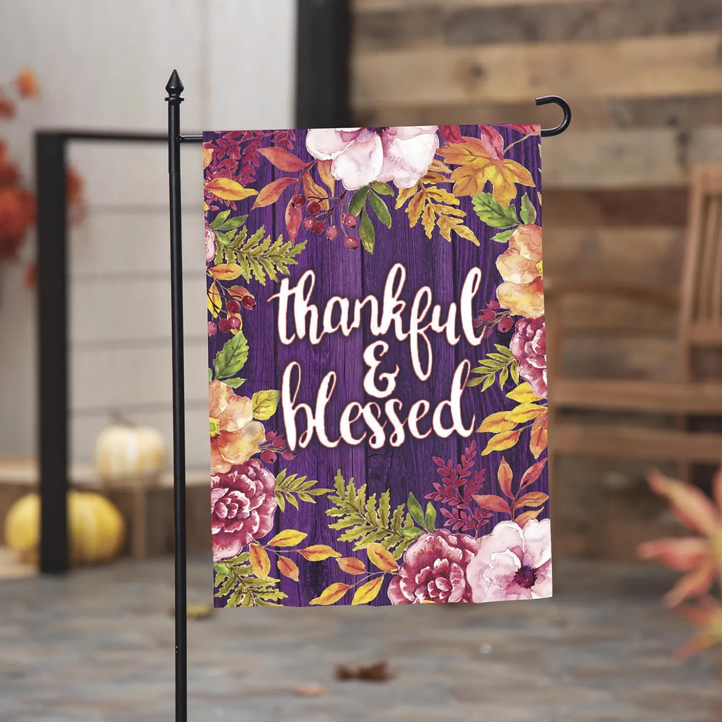 Garden Flags>Plow & Hearth Blessed Moire Garden Flag