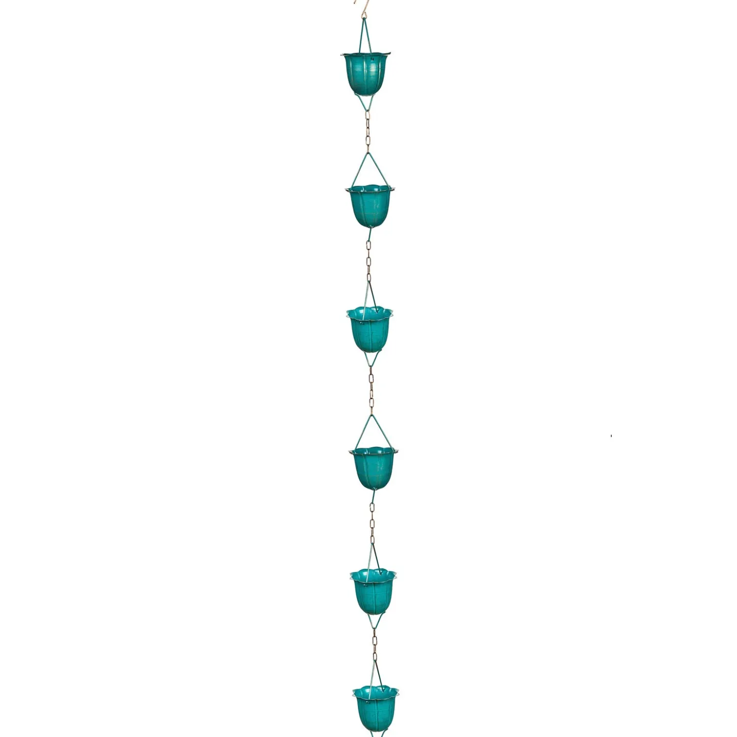 Wind Chimes & Mobiles>Plow & Hearth Blue Flower Cup Rain Chain