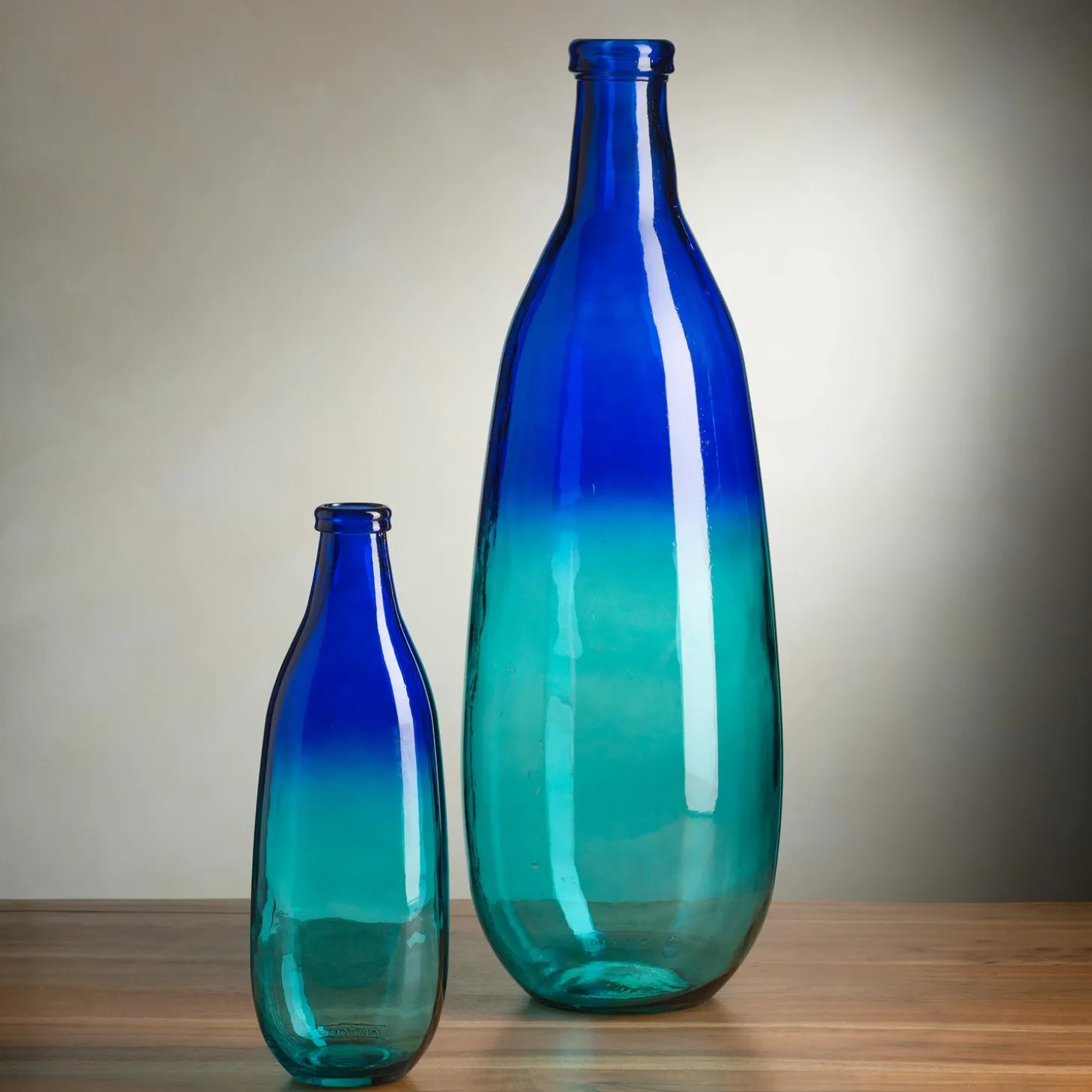 Planters & Vases>Plow & Hearth Ombre Elongated Vase, Set of 2 Blue