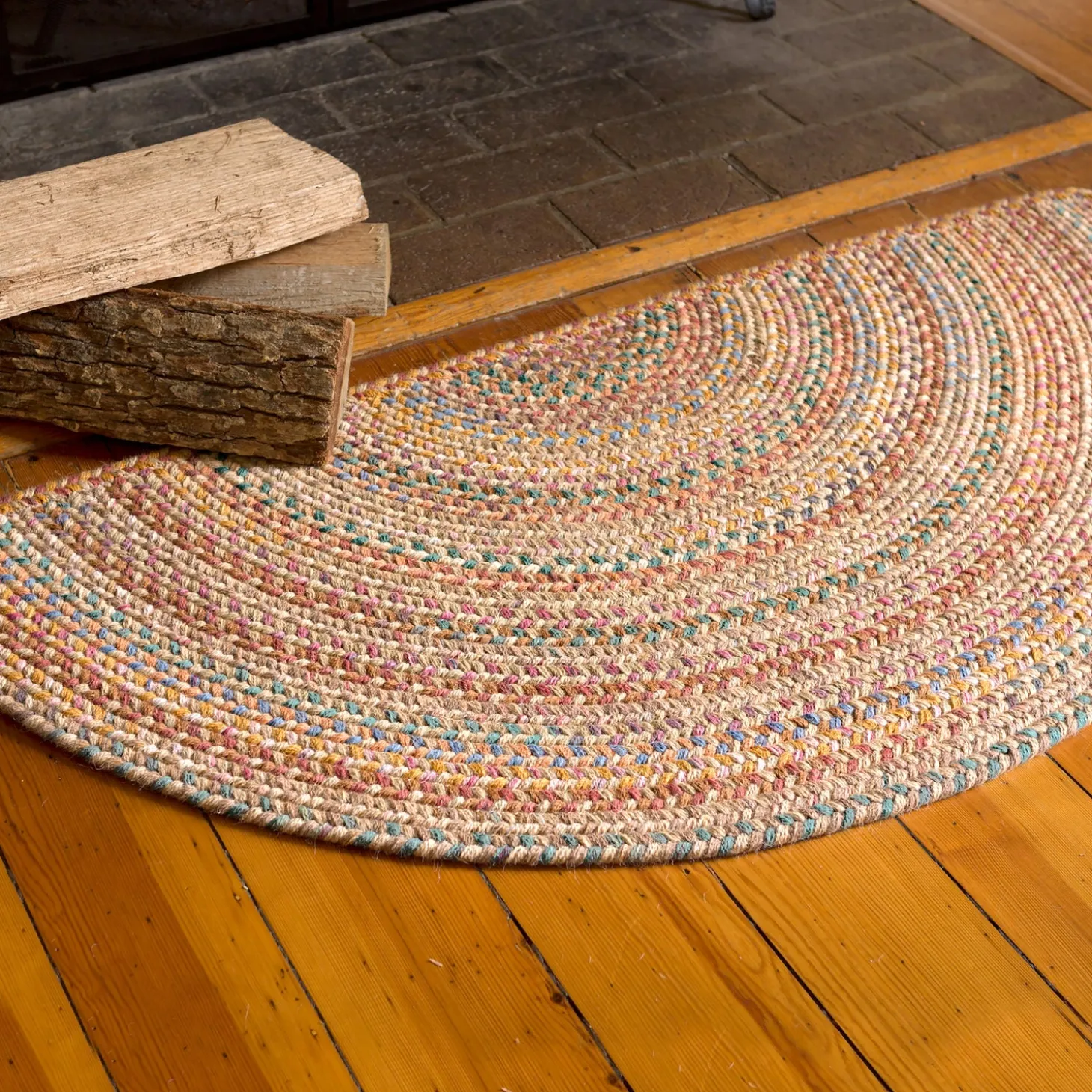 Area Rugs | Hearth Rugs>Plow & Hearth Blue Ridge Half Round Wool Braided Rug, 2' x 4'