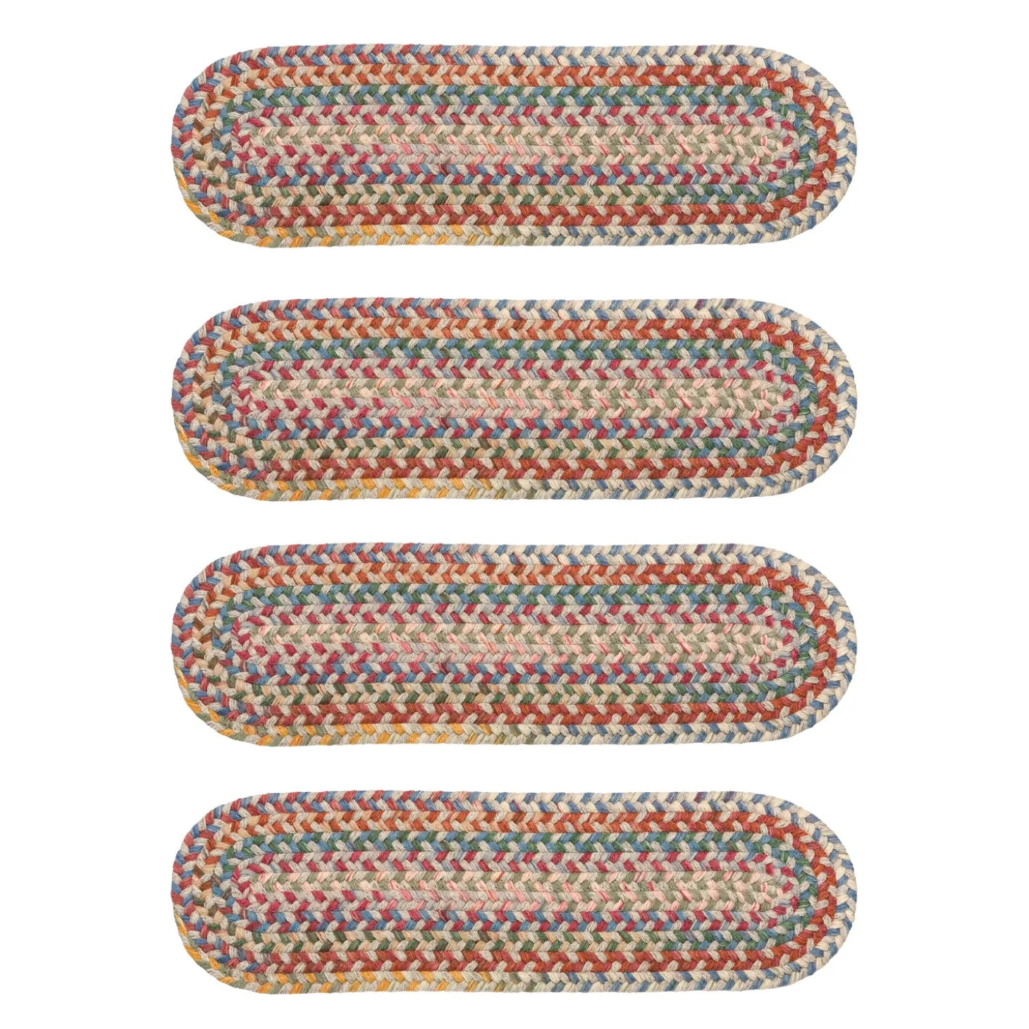 Stair Treads | Braided Rugs>Plow & Hearth Blue Ridge Wool Oval Braided Stair Treads, Set of 4