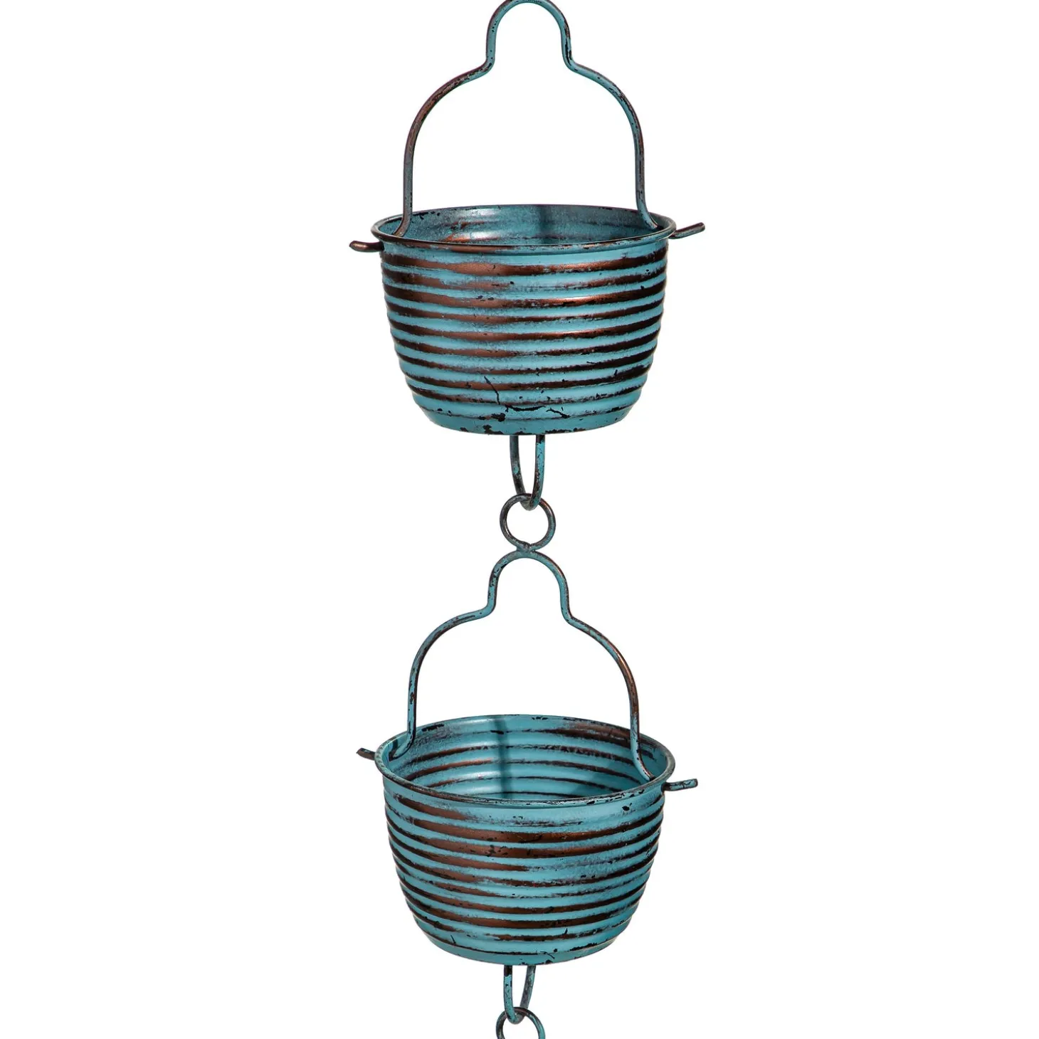 Wind Chimes & Mobiles>Plow & Hearth Blue Rustic Bucket Rain Chain, 72" H