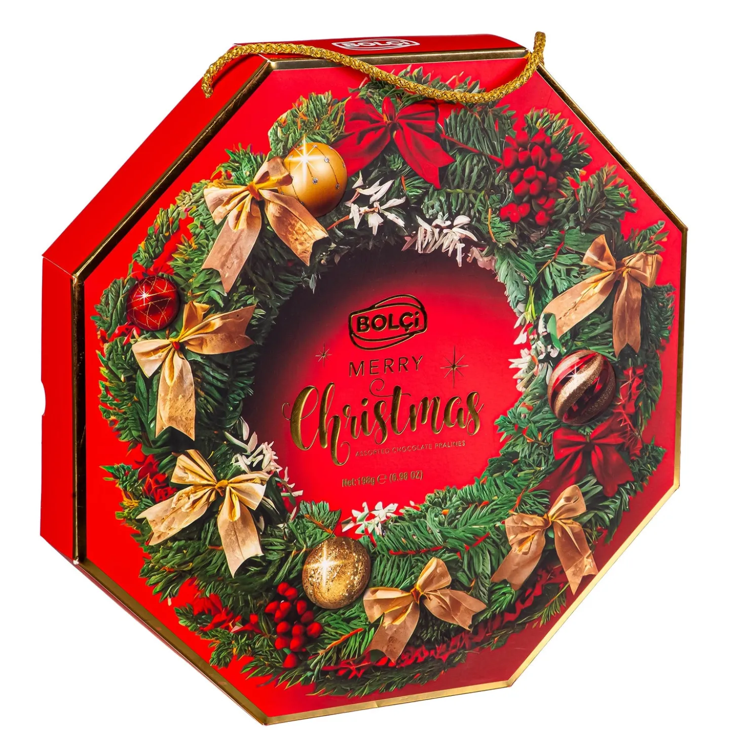 Gourmet Snacks & Nuts>Plow & Hearth Bolçi Merry Christmas, Assorted Chocolate Pralines, 198gr - 6.98oz