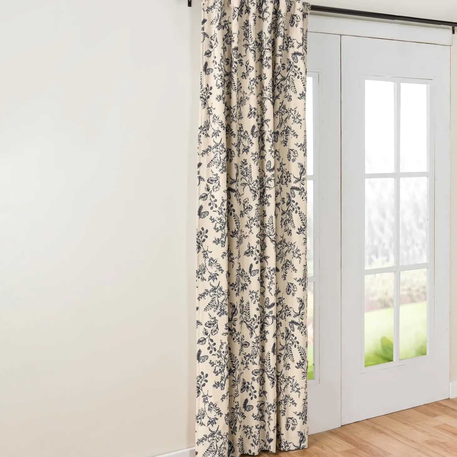 Curtain Panels | Insulated Curtains>Plow & Hearth Botanical Toile Insulated Double-Lined Panel, 42"W x 72"L