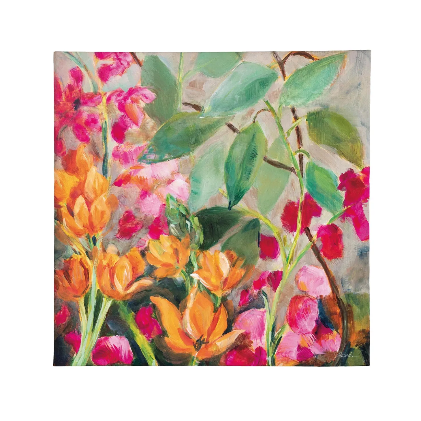 Wall Art>Plow & Hearth Bouquet for My Rebel Heart" Outdoor Canvas Wall Décor, 24" H x 24" L