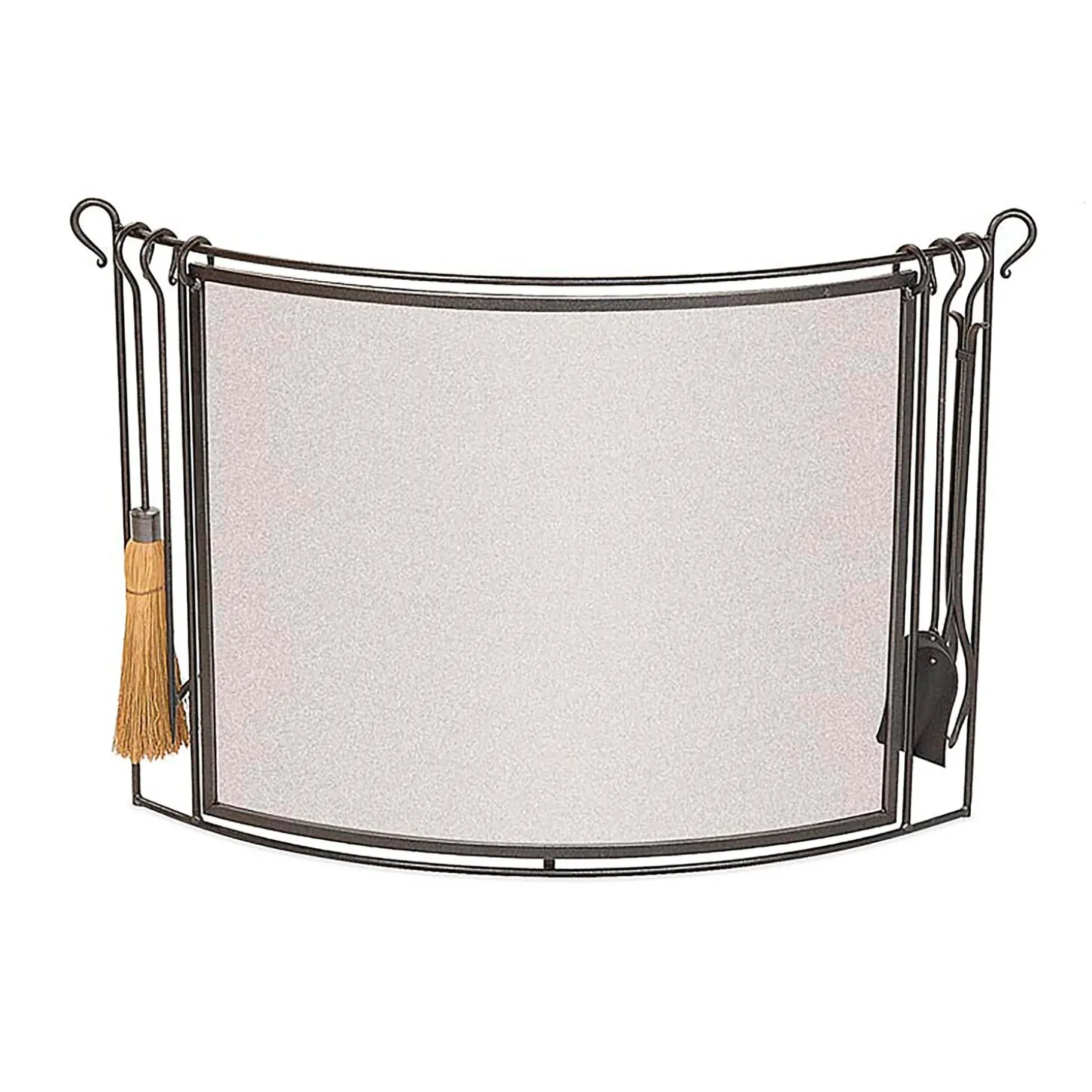 Fireplace Tool Sets>Plow & Hearth Bowed Steel Fireplace Screen With 4-Piece Tool Set VintageIron