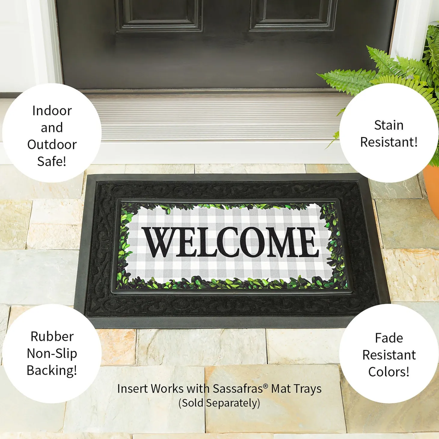 Interchangeable Mats>Plow & Hearth Boxwood Framed Plaid Sassafras Switch Mat