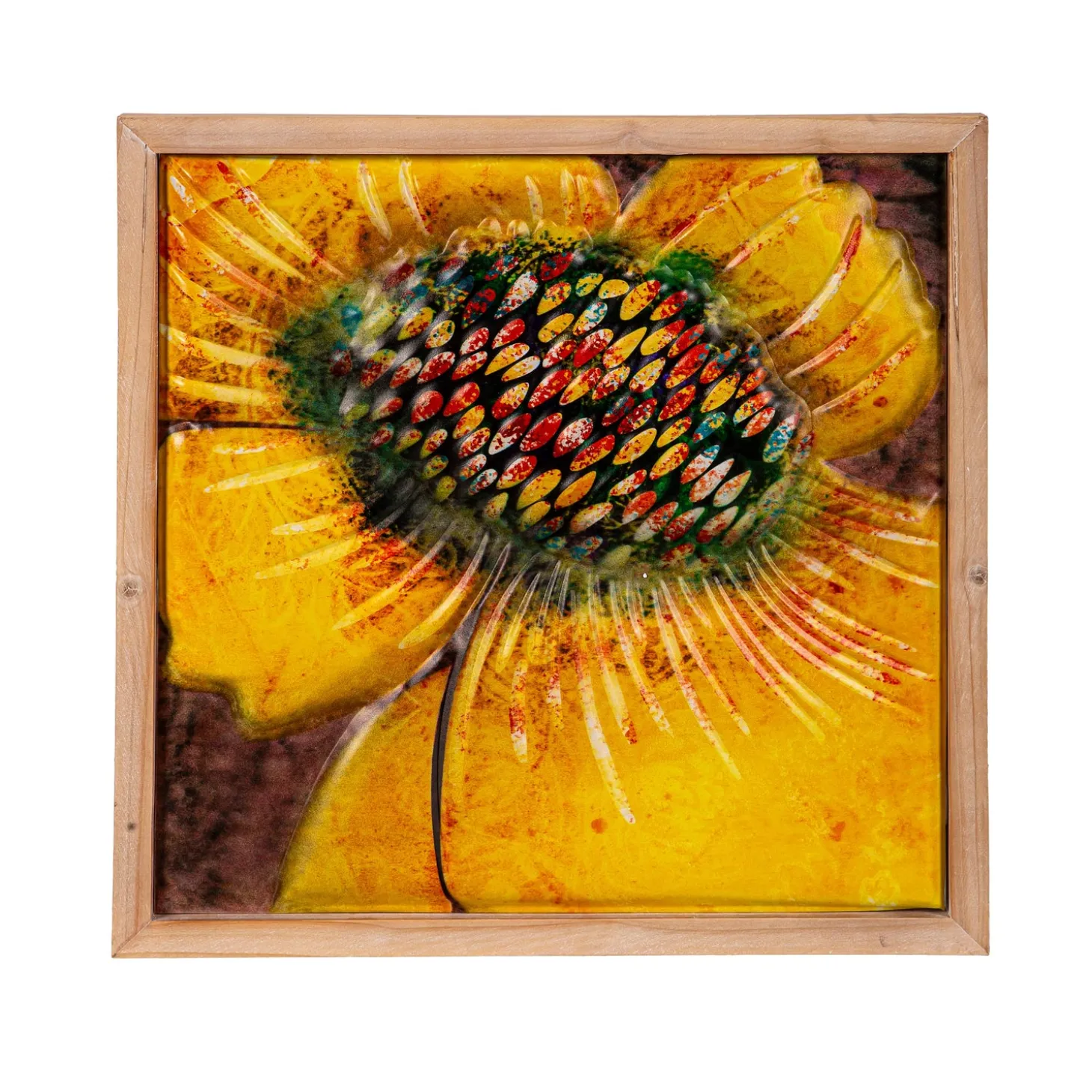 Wall Art>Plow & Hearth Bright Flowers Square Wall Décor, Set of 2, 12"