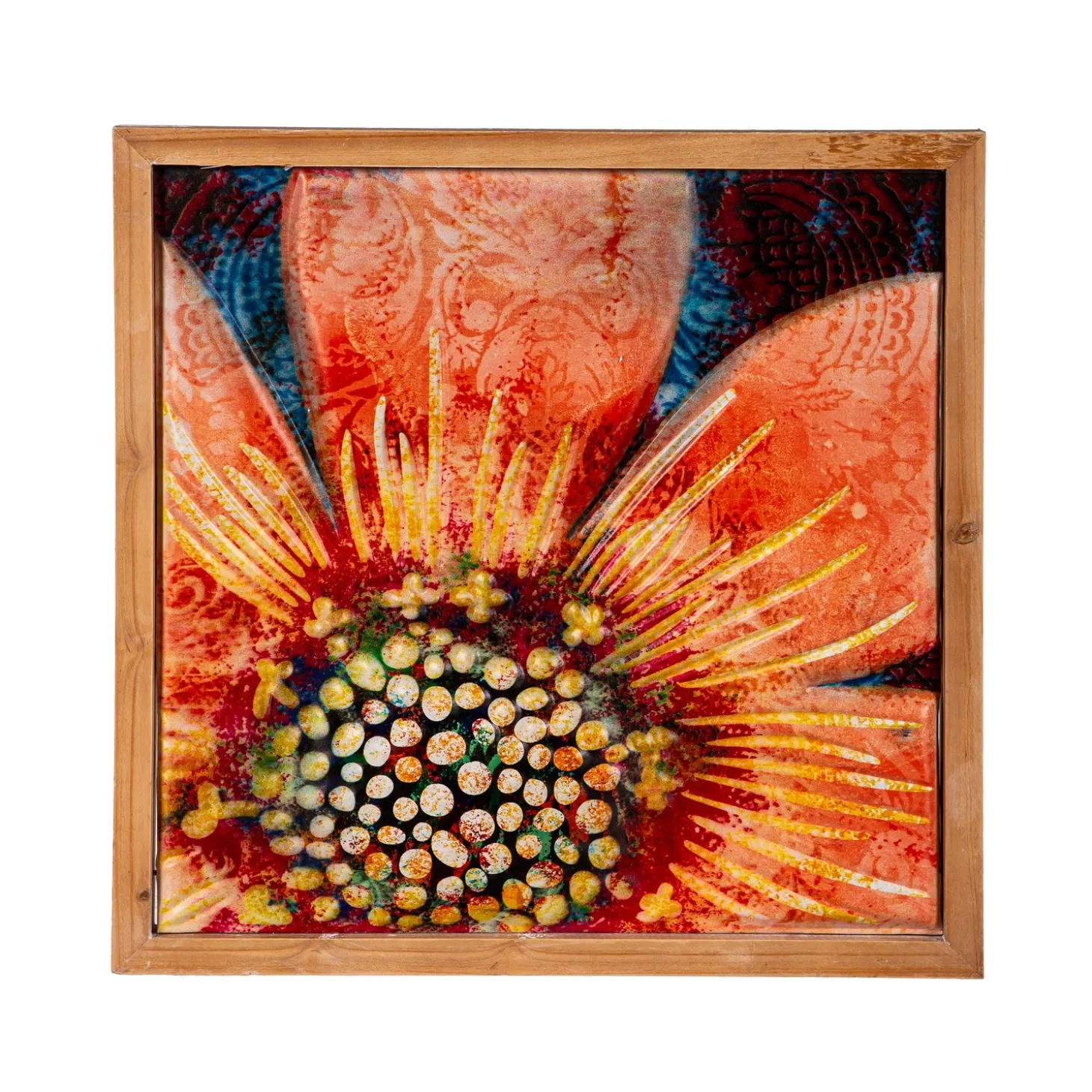 Wall Art>Plow & Hearth Bright Flowers Square Wall Décor, Set of 2, 12"