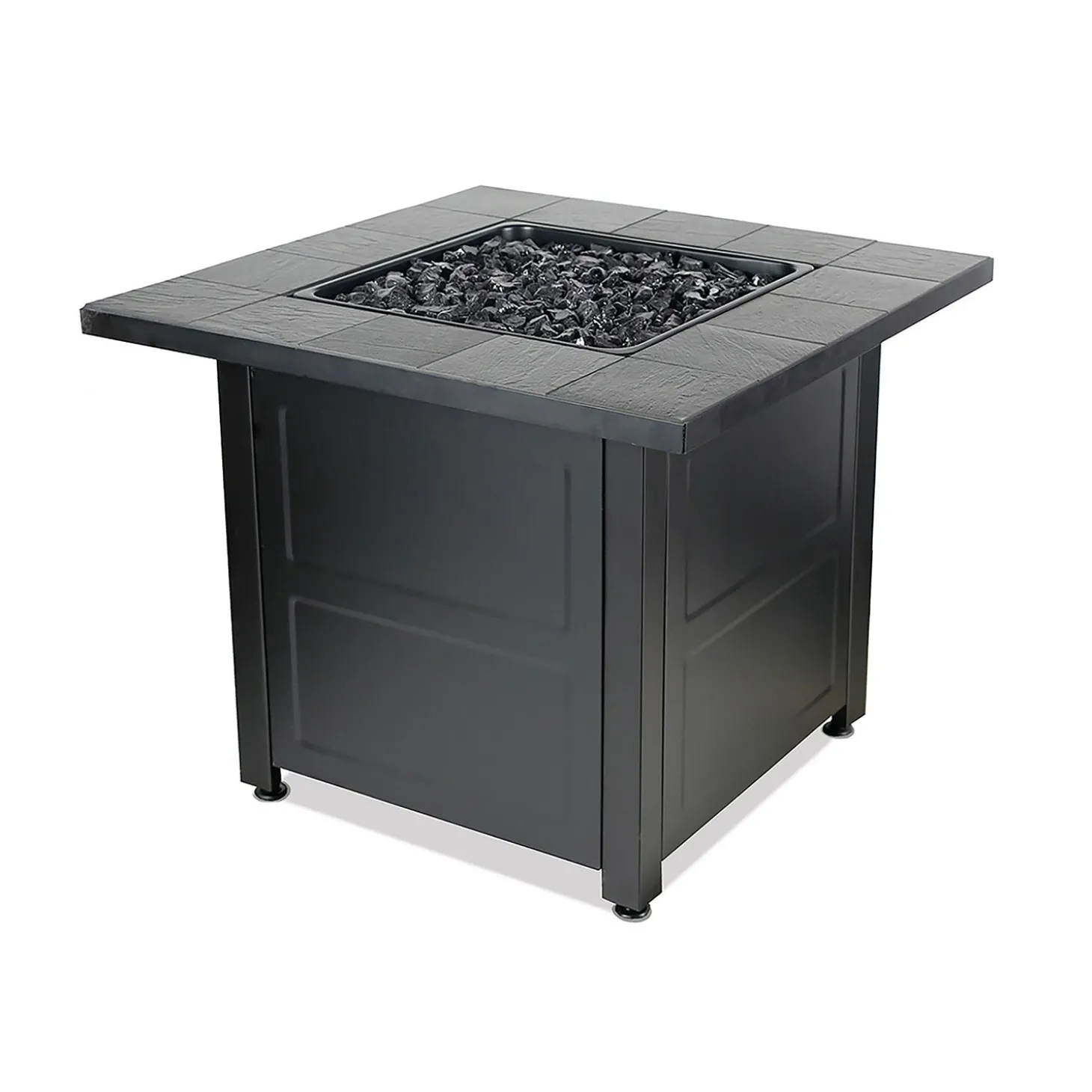 Fire Pits | Fire Pits>Plow & Hearth Brookdale Outdoor LP Gas Fire Pit with Stamped Tile Mantel, 30"