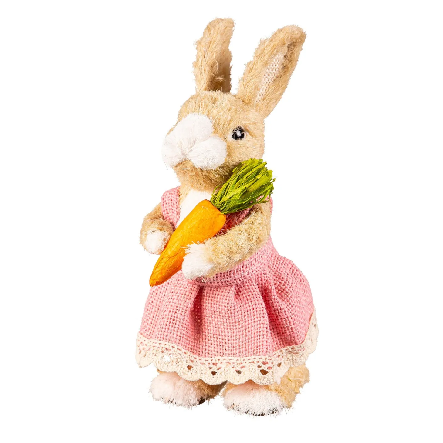 Decorative Accents>Plow & Hearth Bunny Couple with Carrot Table Decor Set, 8.5"