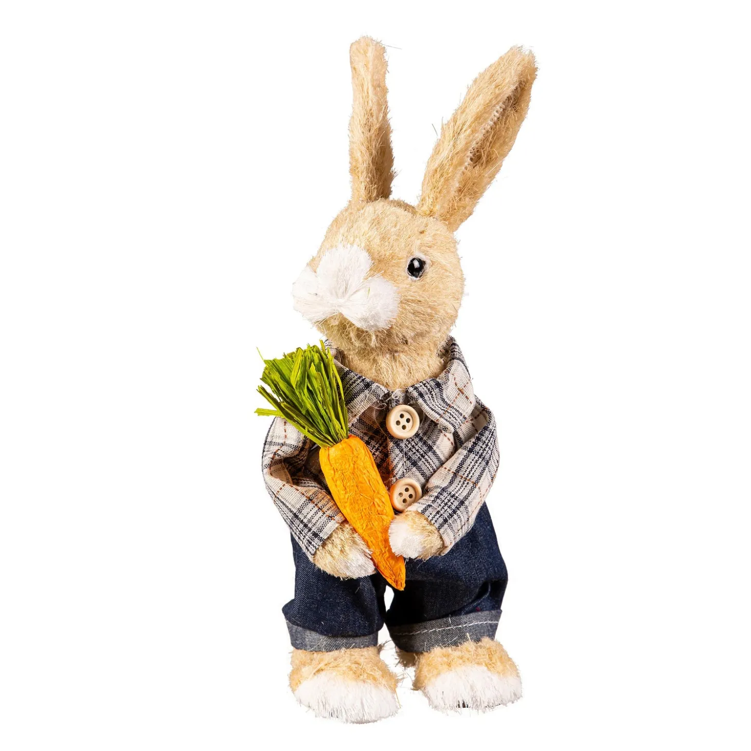 Decorative Accents>Plow & Hearth Bunny Couple with Carrot Table Decor Set, 8.5"