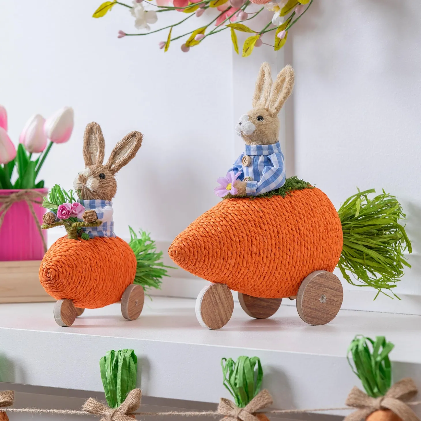 Decorative Accents>Plow & Hearth Bunny in Carrot Car Table Decor Set