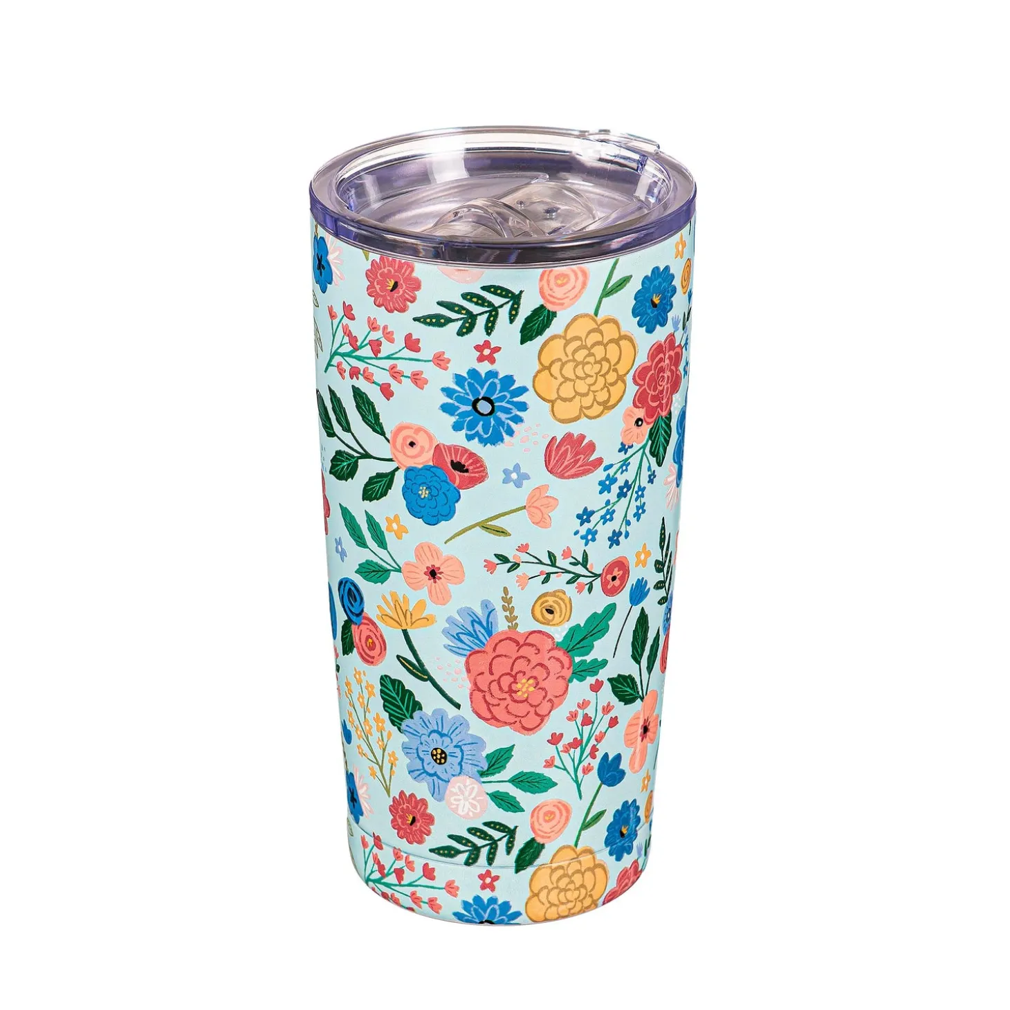 Travel Cups>Plow & Hearth Bursting Blossoms Floral Double Wall Stainless Steel Tumbler, 20oz, Gift Box