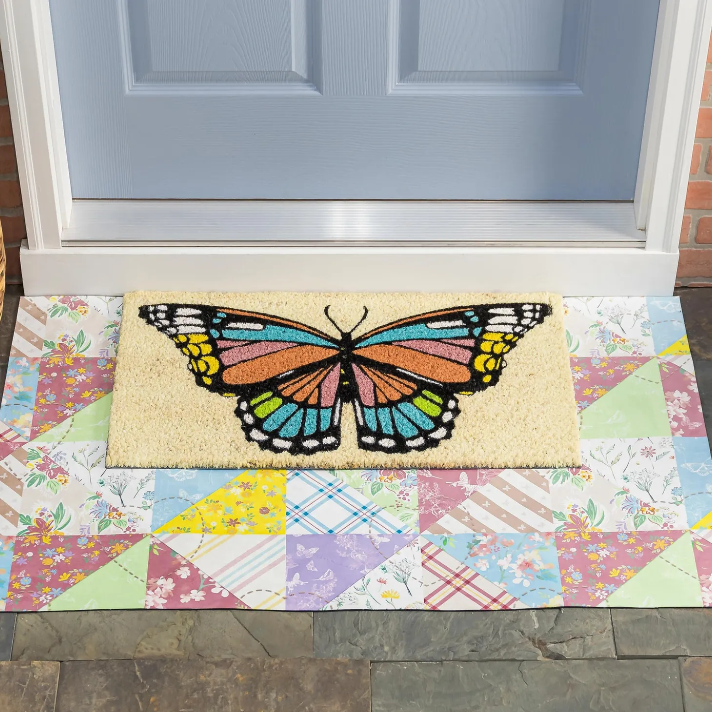 Coir Mats>Plow & Hearth Butterfly Fields Coir Mat