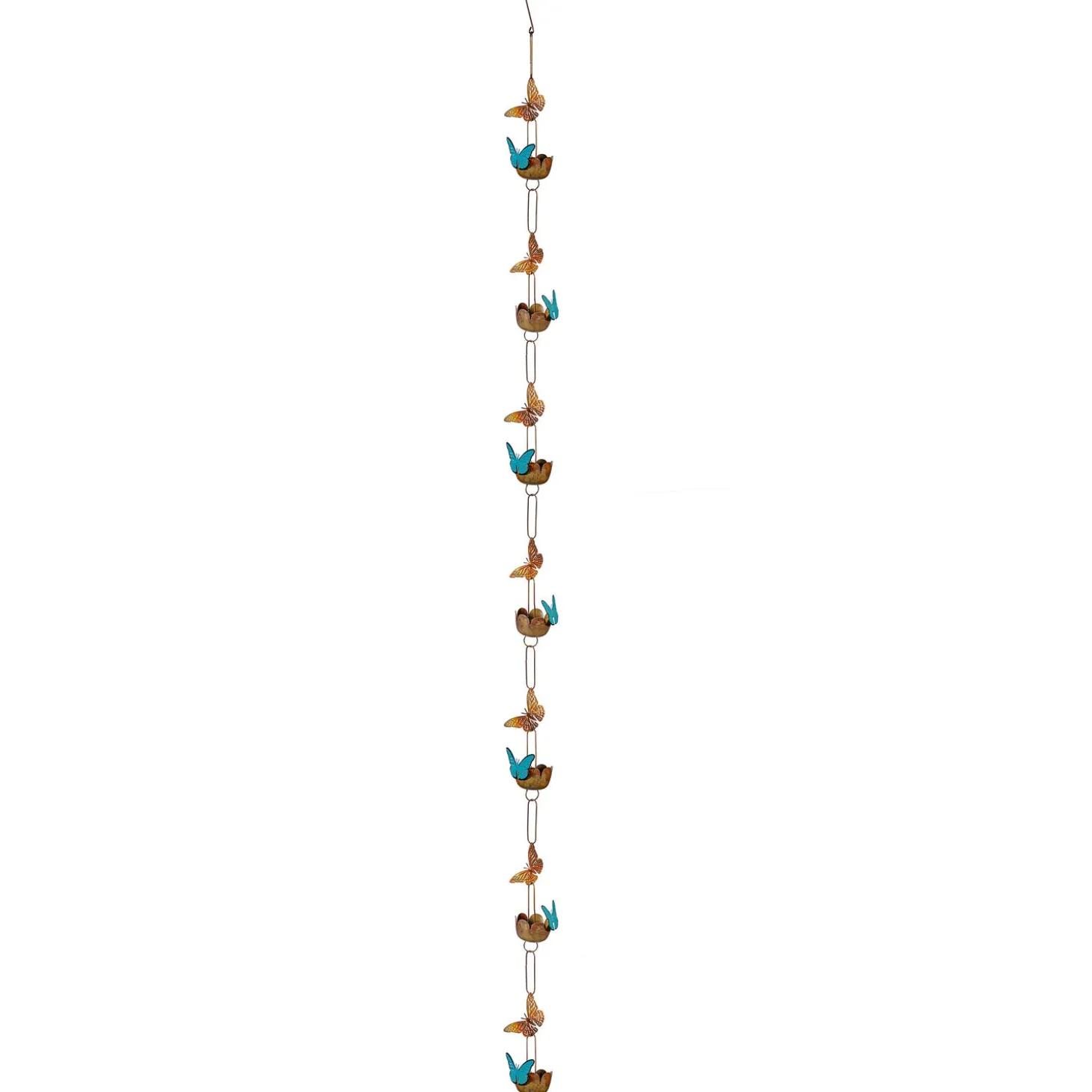 Wind Chimes & Mobiles>Plow & Hearth Butterfly Flower Rain Chain, 72" H